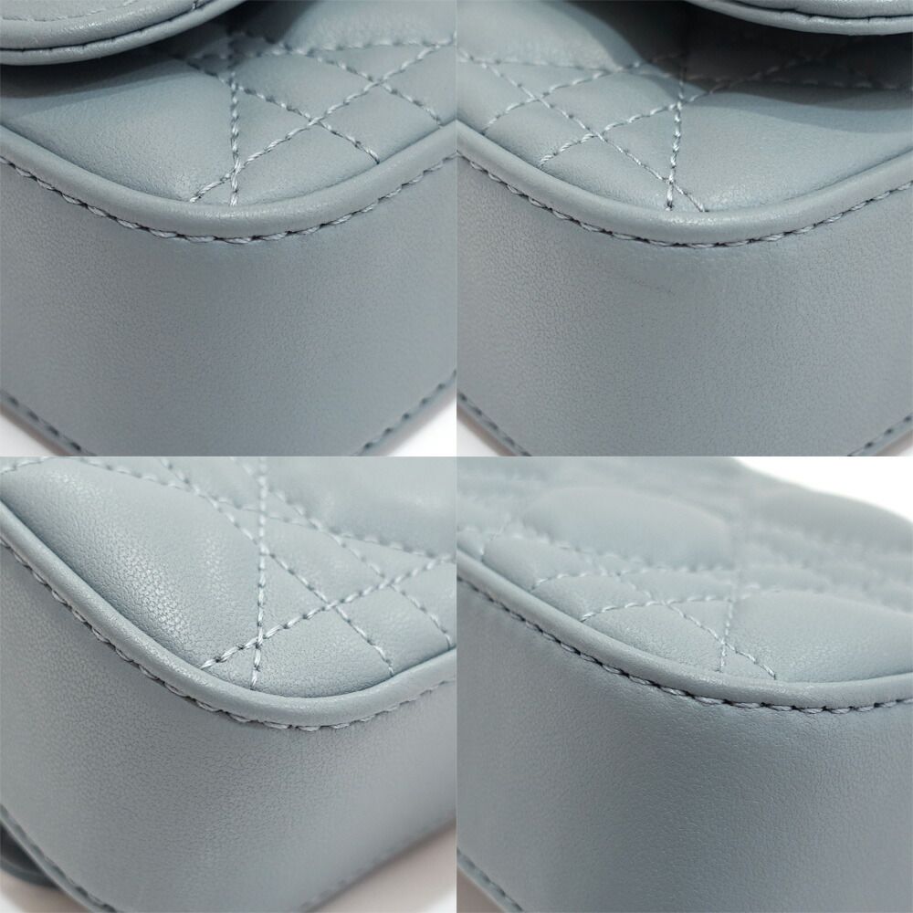 Dior My Cannage Shoulder Bag Leather Light Blue Gold — view 4