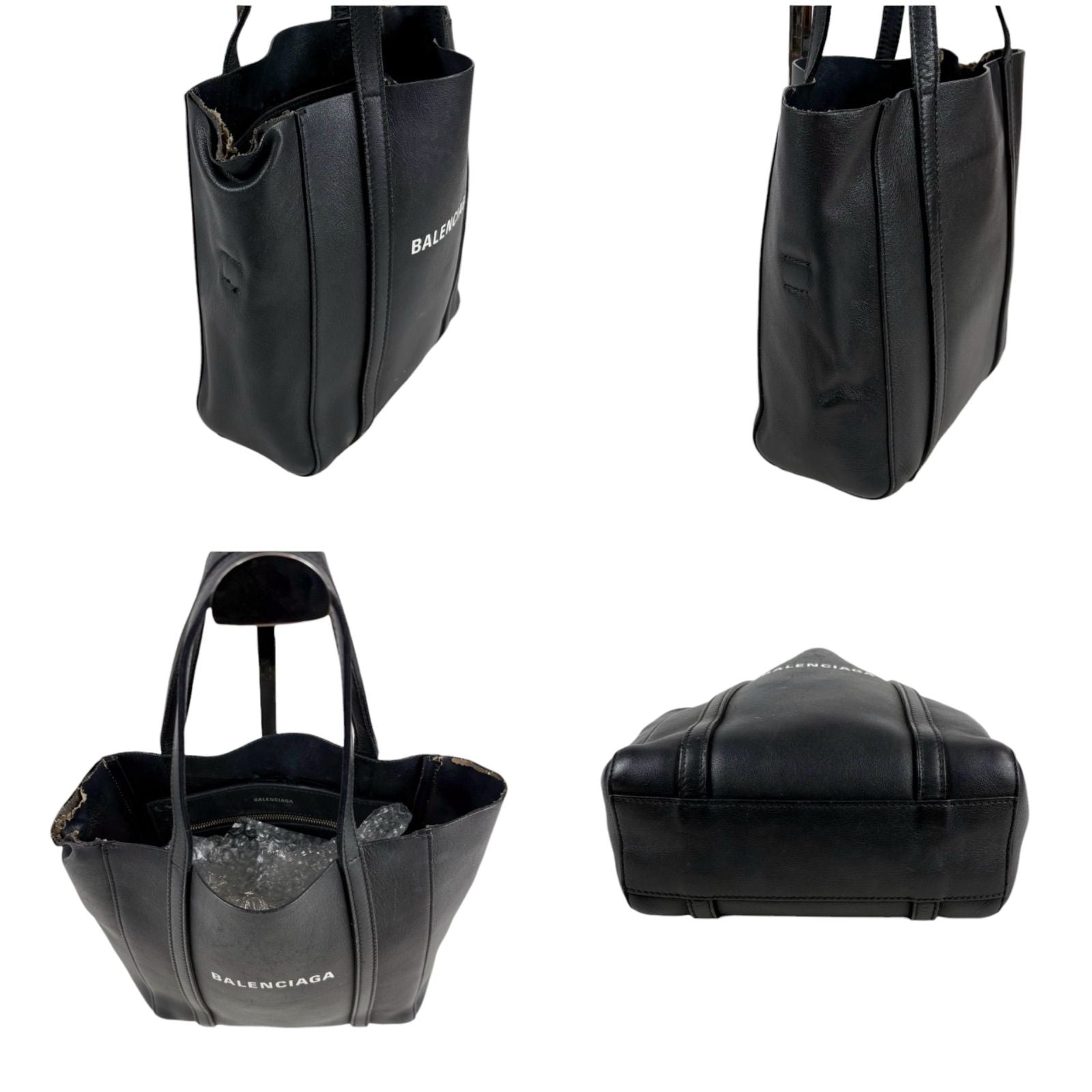 Balenciaga Everyday Tote XS Black Leather Logo Print — view 4