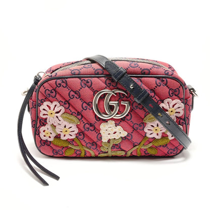 Gucci Shoulder Bag GG Marmont Canvas Embroidery Chain