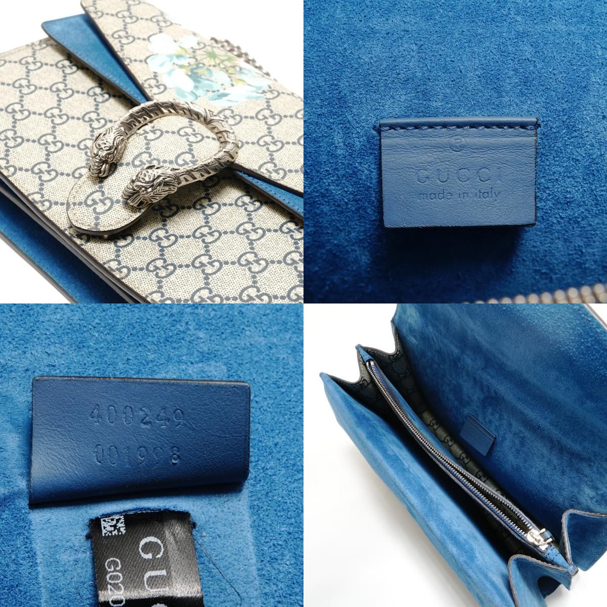 Gucci Shoulder Bag Dionysus GG Supreme Blue Mus Flora — view 9