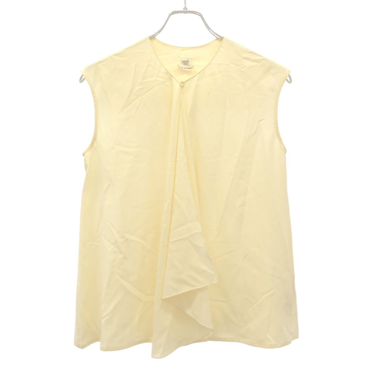 Hermes Sleeveless Silk Bowtie Blouse Ivory 34