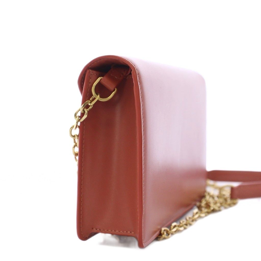 Celine Chain Wallet Shoulder Bag Leather Brown KH — view 2