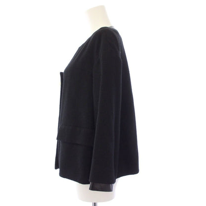 Chanel Collarless Jacket Tweed Pearl Button CC Logo 36 Black — view 2