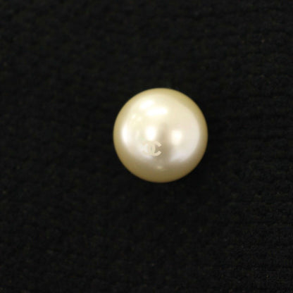 Chanel Collarless Jacket Tweed Pearl Button CC Logo 36 Black — view 6