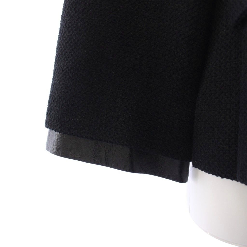 Chanel Collarless Jacket Tweed Pearl Button CC Logo 36 Black — view 5