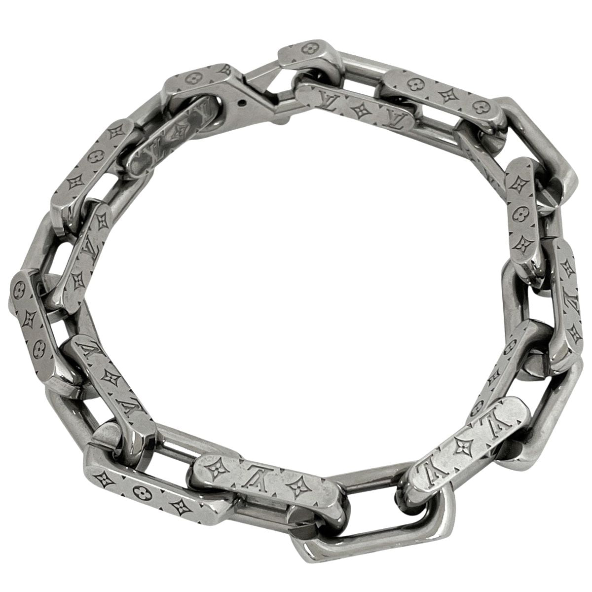 Louis Vuitton Bracelet Monogram Chain Metal Silver