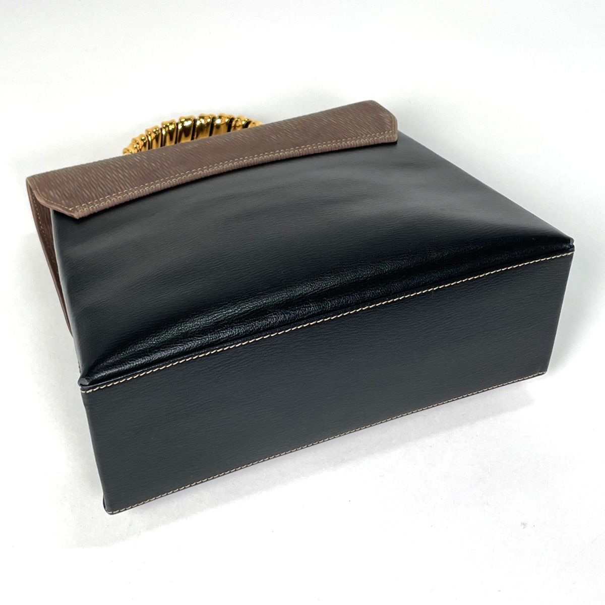 Loewe Velazquez Handbag 2-Way Leather Black Brown — view 2