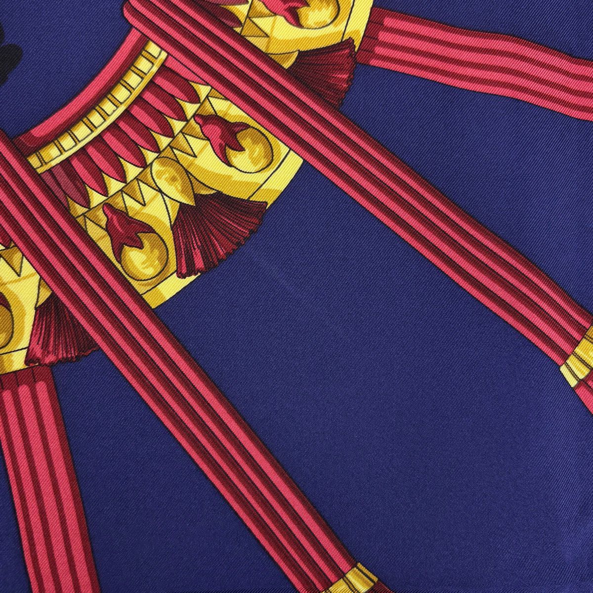 Hermes Carre 90 Scarab Pattern Bellflower Scarf Silk Navy Multicolor — view 5