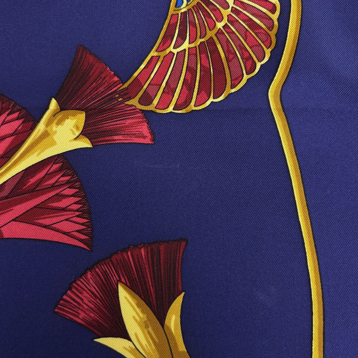 Hermes Carre 90 Scarab Pattern Bellflower Scarf Silk Navy Multicolor — view 4