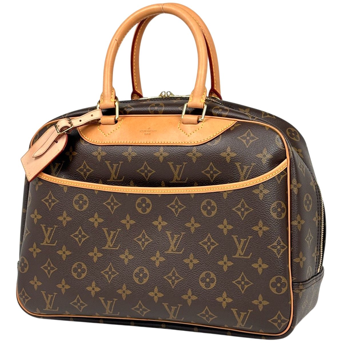 Louis Vuitton Deauville Bowling Vanity Handbag Monogram Brown