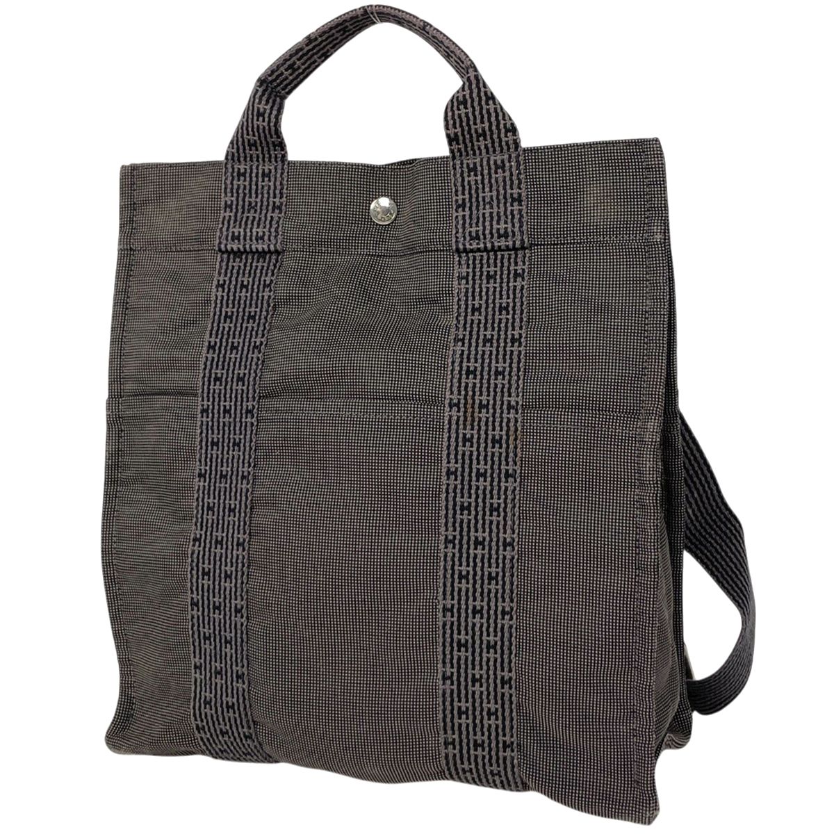 Hermes Her Line a Dos MM Backpack Nylon Canvas Gray