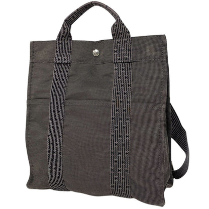 Hermes Her Line a Dos MM Backpack Nylon Canvas Gray