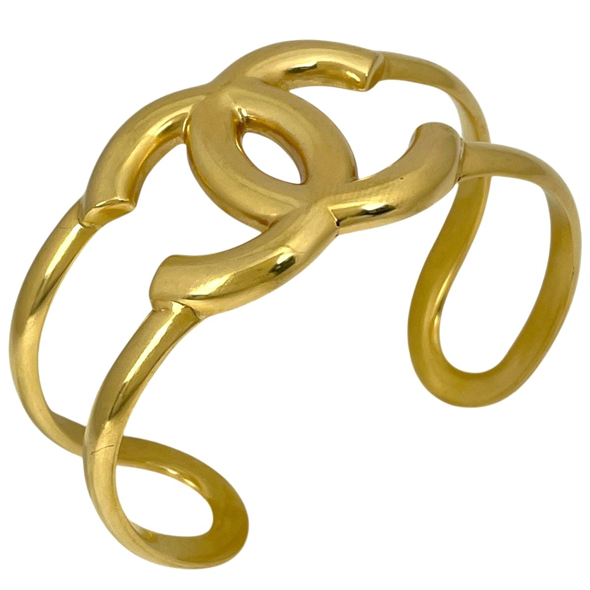 Chanel CC Logo Bangle Gold Plated Bracelet