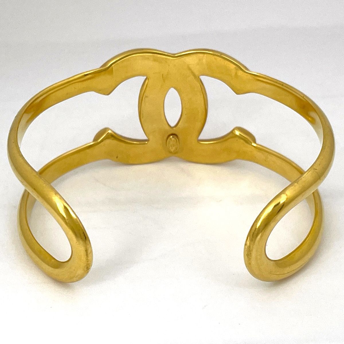 Chanel CC Logo Bangle Gold Plated Bracelet — view 3