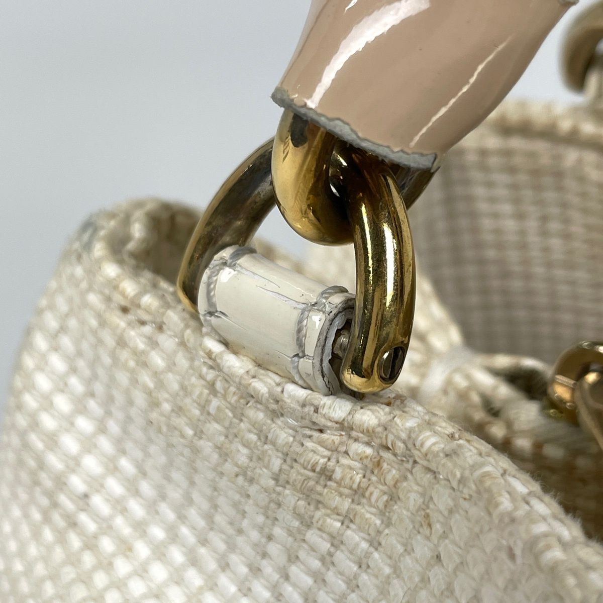 Fendi Zucca Logo Chain Handbag Canvas Ivory Beige — view 5
