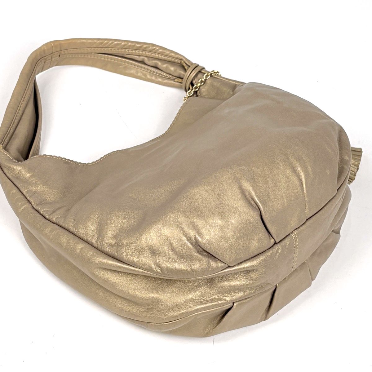 Loewe Viento 30 Fringe Anagram Shoulder Bag Leather Gold — view 2