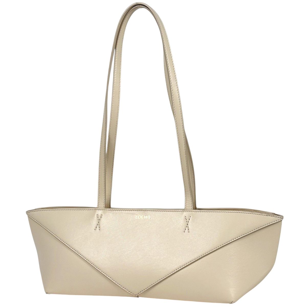 Loewe Puzzle Fold Shoulder Bag Leather White