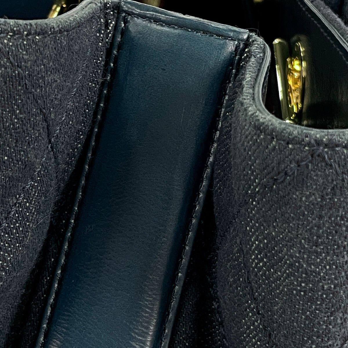 Chanel CC Logo Chain Shoulder Bag 2-Way Quilted Leather Navy — view 7