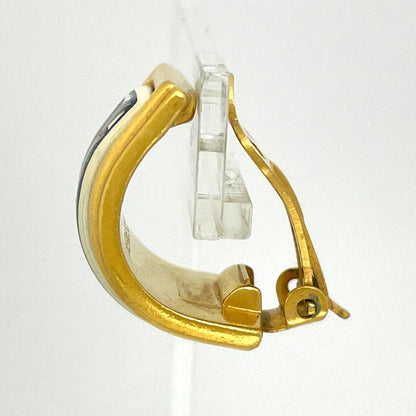 Hermes Enamel Earrings Gold Plated White — view 2