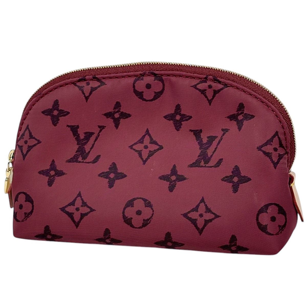 Louis Vuitton Pochette Cosmetic PM Gray Scoddington Makeup Pouch Nylon Red