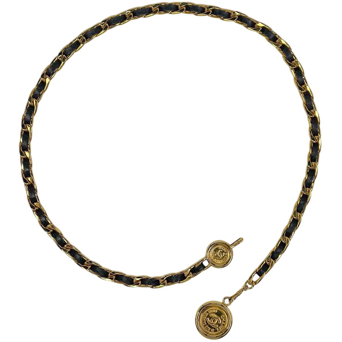 Chanel CC Logo Chain Belt 31 Rue Cambon Leather Gold