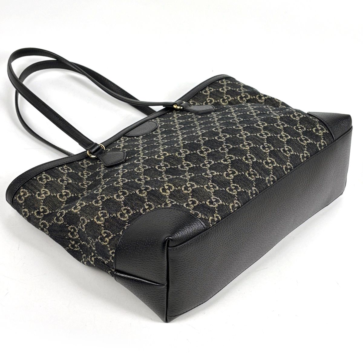 Gucci GG Pattern Tote Shoulder Bag Denim Black — view 2