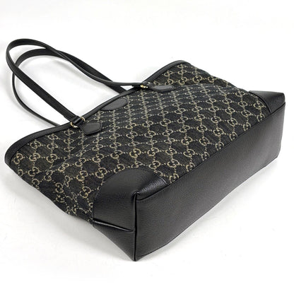 Gucci GG Pattern Tote Shoulder Bag Denim Black — view 2
