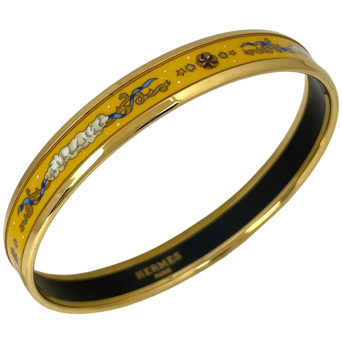 Hermes Enamel PM Bangle Yellow Gold Bracelet