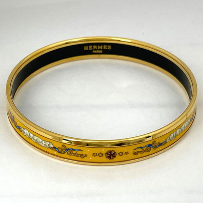 Hermes Enamel PM Bangle Yellow Gold Bracelet — view 2