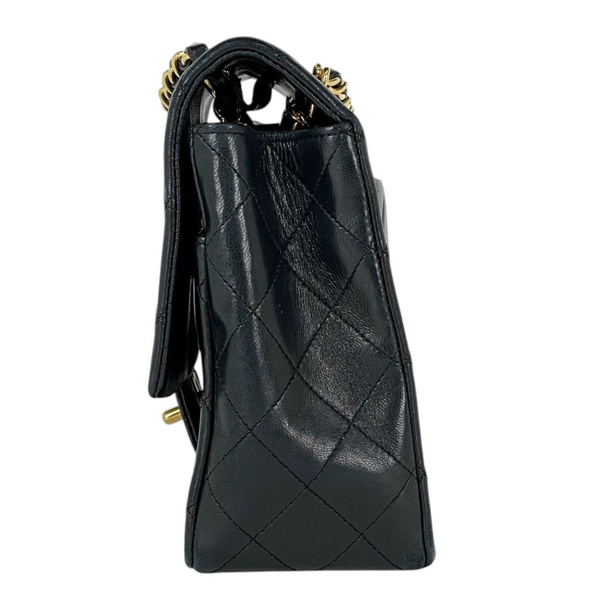 Chanel Quilted Single Flap Chain Shoulder Bag CC Logo Leather Black — view 2