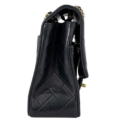 Chanel Quilted Single Flap Chain Shoulder Bag CC Logo Leather Black — view 4