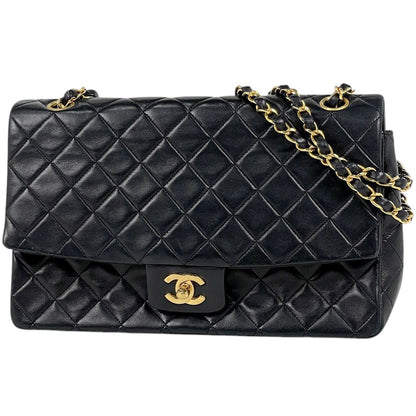 Chanel Quilted Single Flap Chain Shoulder Bag CC Logo Leather Black