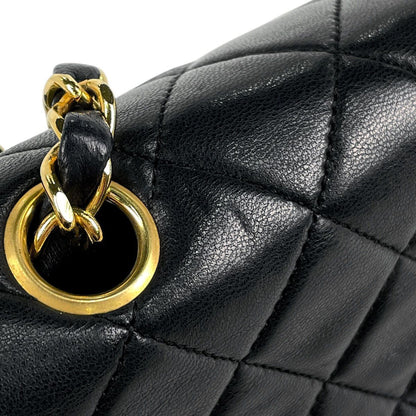 Chanel Quilted Single Flap Chain Shoulder Bag CC Logo Leather Black — view 9