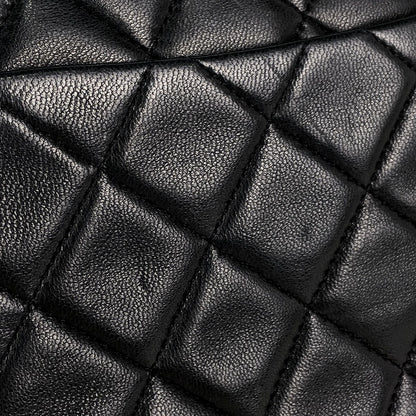 Chanel Quilted Single Flap Chain Shoulder Bag CC Logo Leather Black — view 8