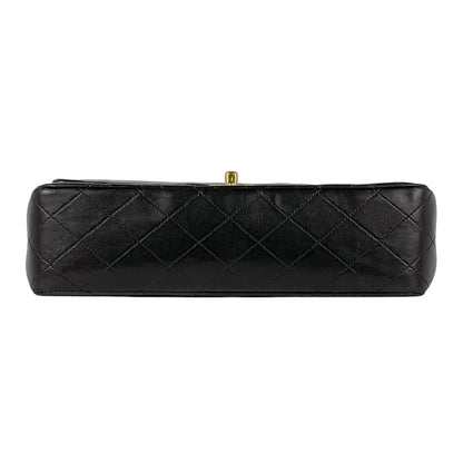 Chanel Quilted Double Flap Chain Shoulder Bag CC Logo Leather Black — view 5