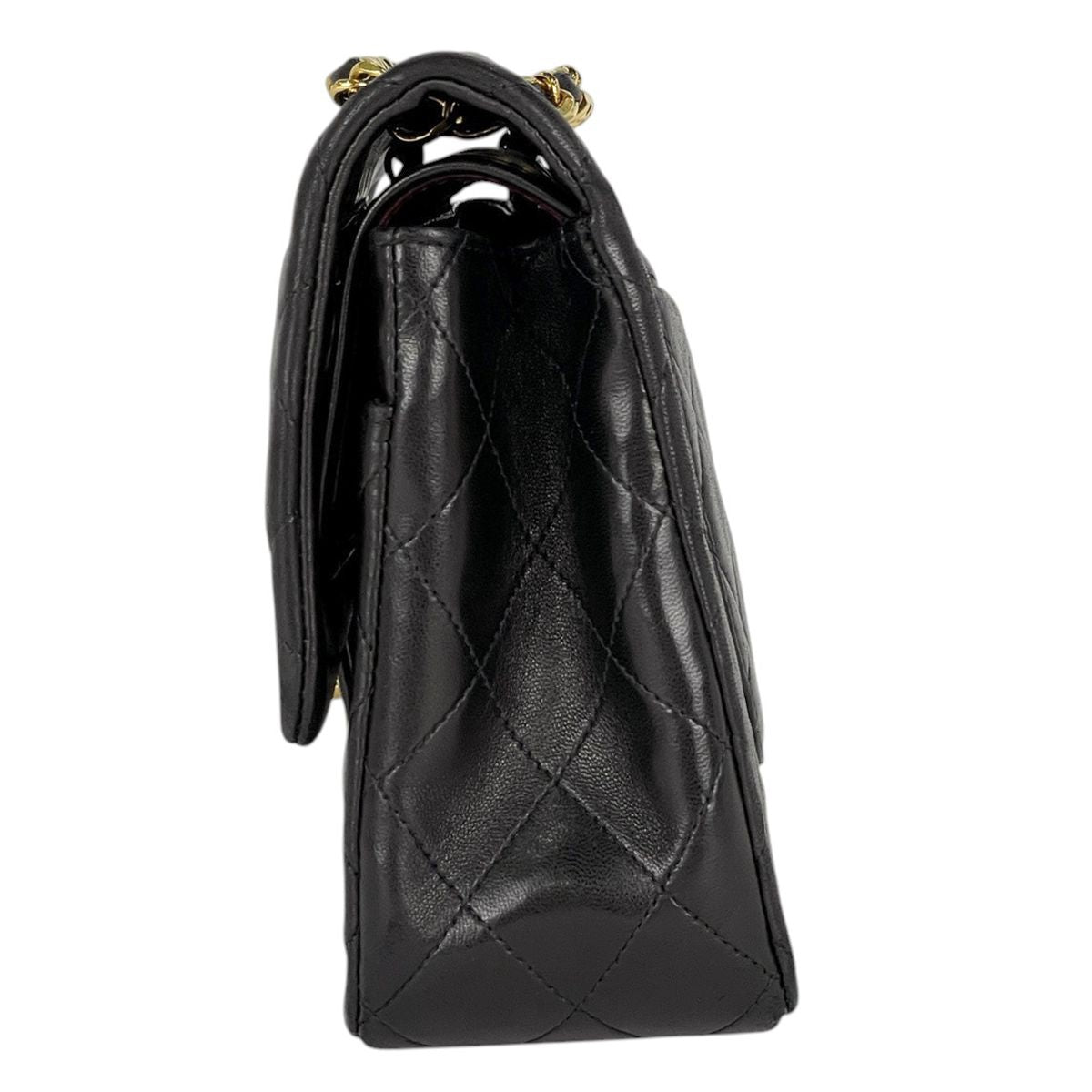 Chanel Quilted Double Flap Chain Shoulder Bag CC Logo Leather Black — view 2
