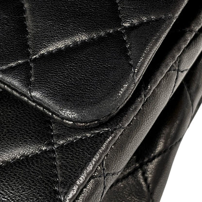 Chanel Quilted Double Flap Chain Shoulder Bag CC Logo Leather Black — view 7