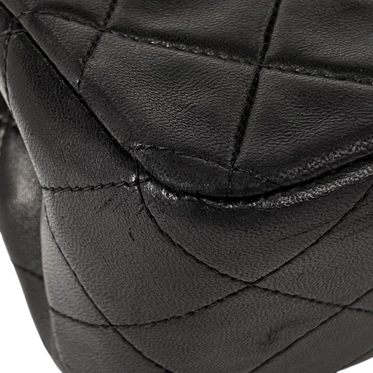 Chanel Quilted Double Flap Chain Shoulder Bag CC Logo Leather Black — view 6