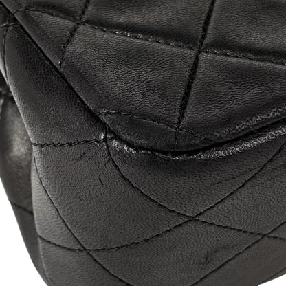 Chanel Quilted Double Flap Chain Shoulder Bag CC Logo Leather Black — view 6