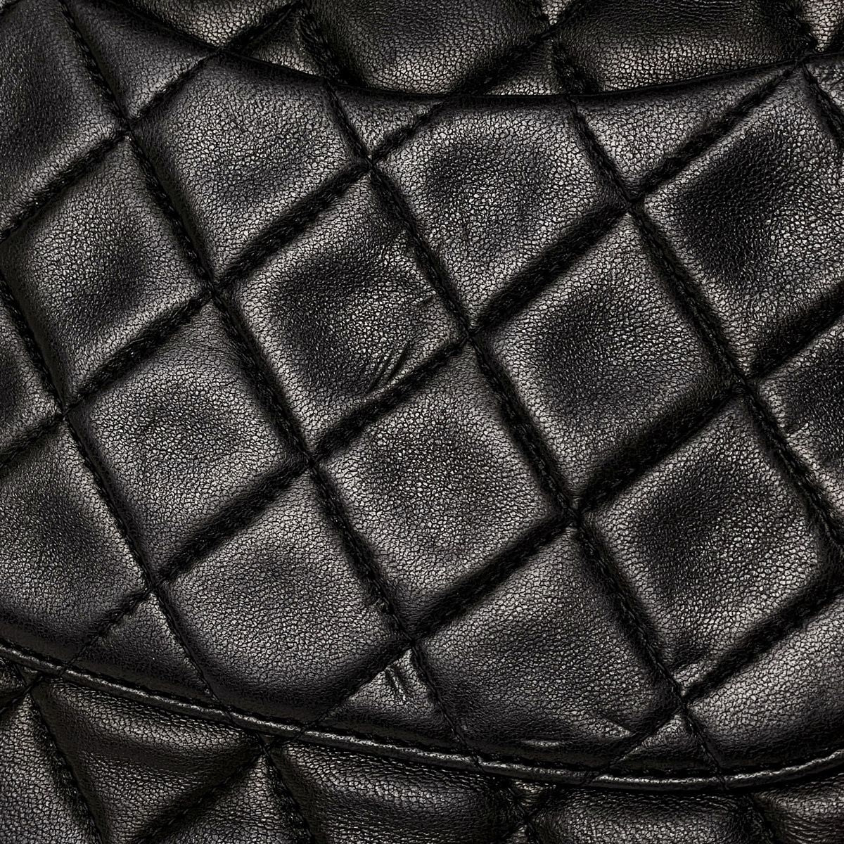 Chanel Quilted Double Flap Chain Shoulder Bag CC Logo Leather Black — view 8