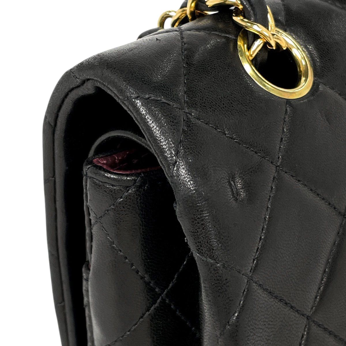 Chanel Quilted Double Flap Chain Shoulder Bag CC Logo Leather Black — view 9