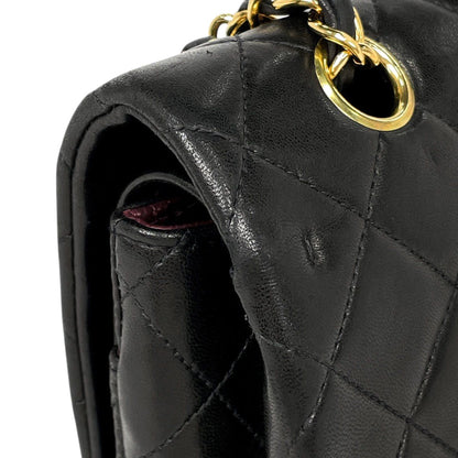 Chanel Quilted Double Flap Chain Shoulder Bag CC Logo Leather Black — view 9