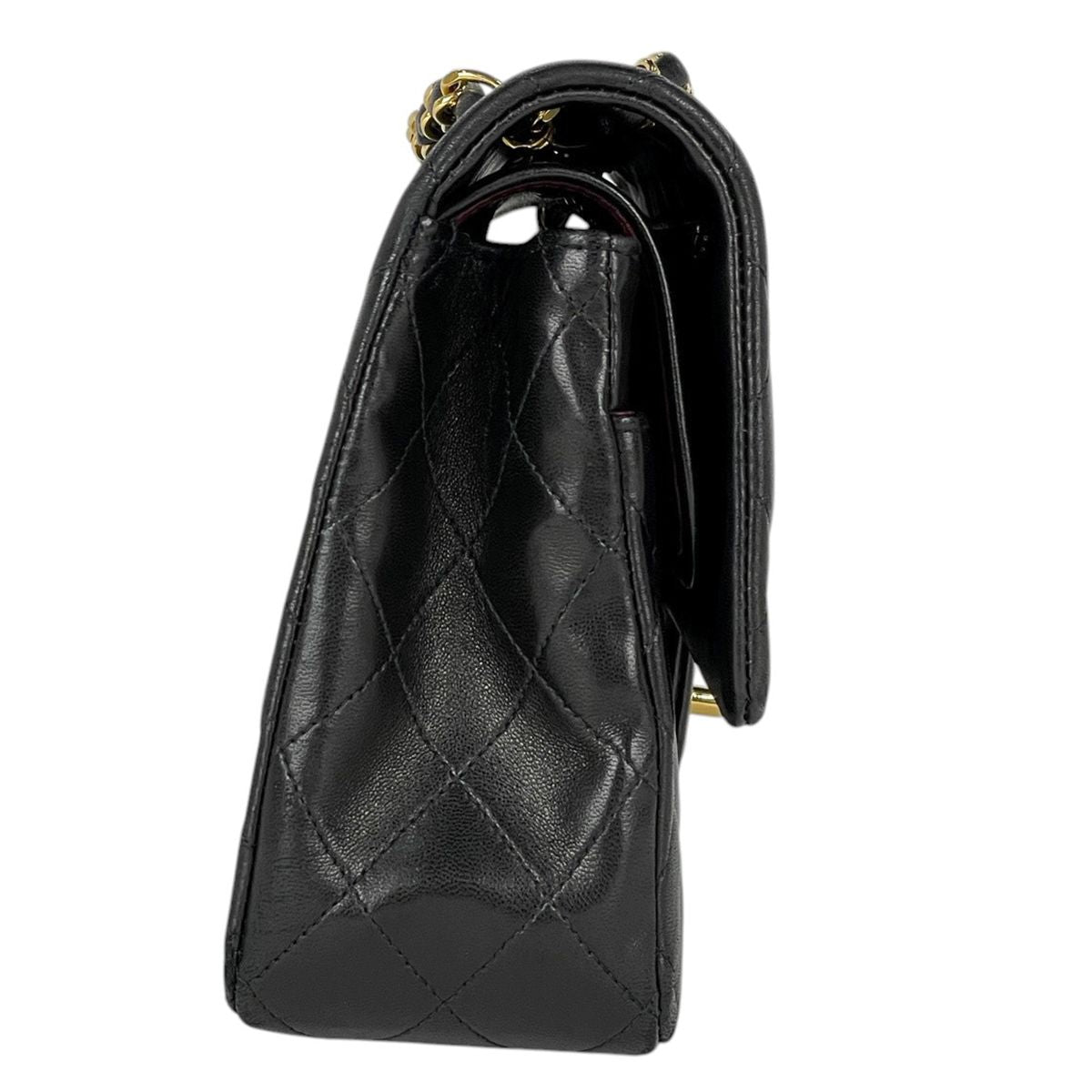 Chanel Quilted Double Flap Chain Shoulder Bag CC Logo Leather Black — view 3