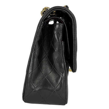 Chanel Quilted Double Flap Chain Shoulder Bag CC Logo Leather Black — view 3