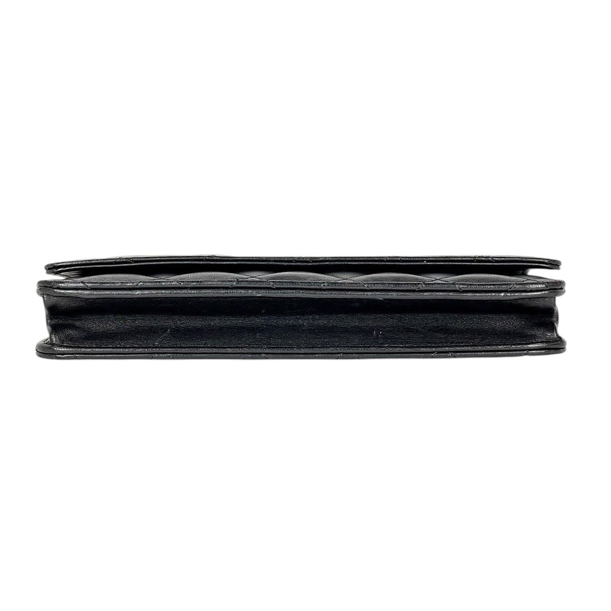 Chanel CC Logo Chain Wallet Quilted Leather Black — view 5