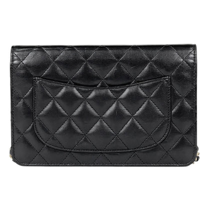 Chanel CC Logo Chain Wallet Quilted Leather Black — view 3