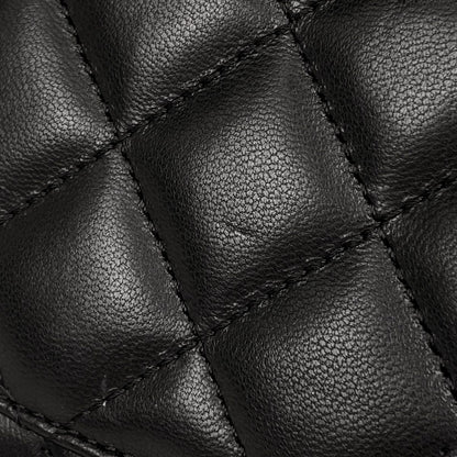 Chanel CC Logo Chain Wallet Quilted Leather Black — view 8