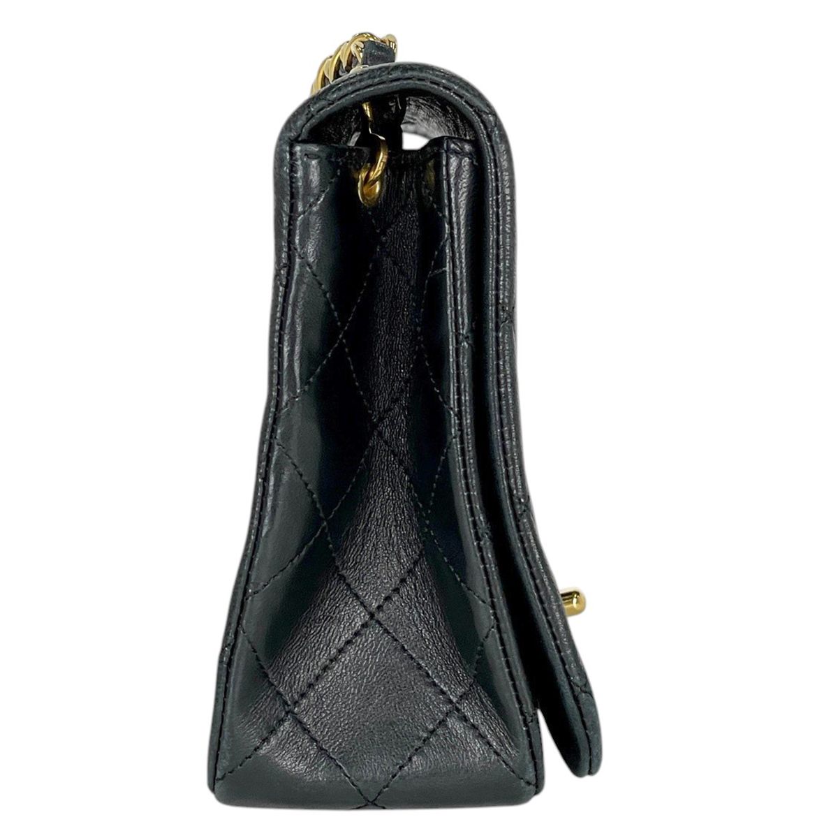 Chanel Quilted Single Flap Chain Shoulder Bag CC Logo Leather Black — view 4