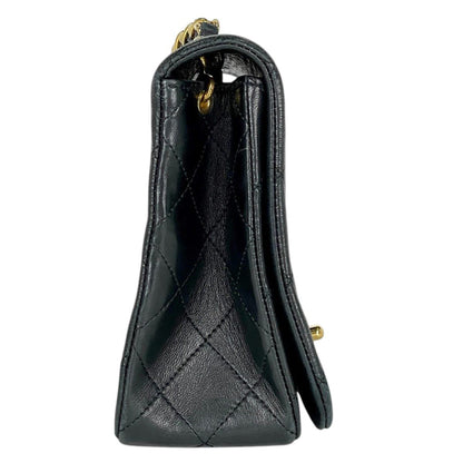 Chanel Quilted Single Flap Chain Shoulder Bag CC Logo Leather Black — view 4