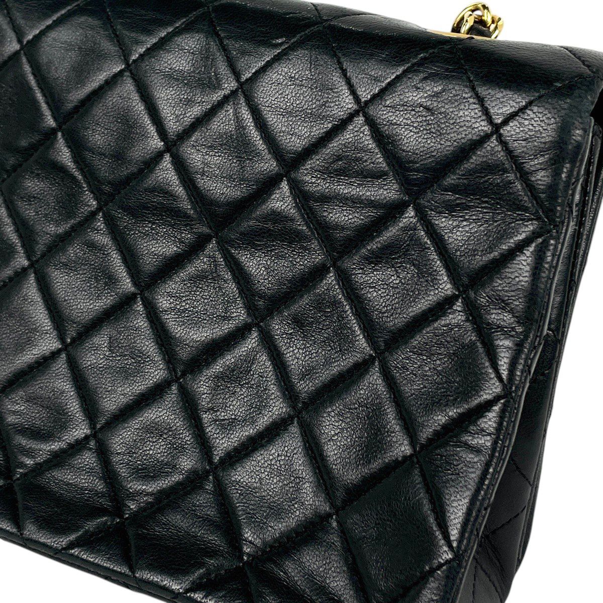 Chanel Quilted Single Flap Chain Shoulder Bag CC Logo Leather Black — view 8